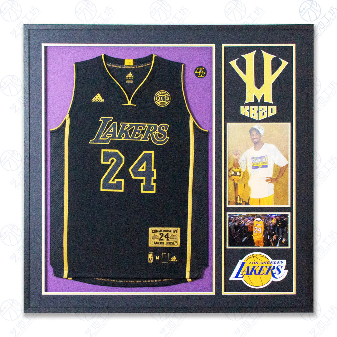 Los Angeles Lakers Kobe Bryant Autographed Jersey with Personalized Custom Design Framed 000021