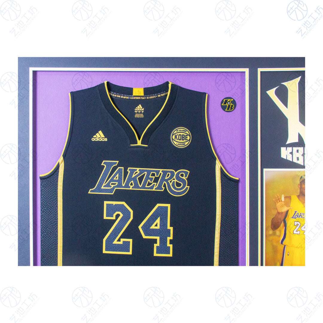 Los Angeles Lakers Kobe Bryant Autographed Jersey with Personalized Custom Design Framed 000021