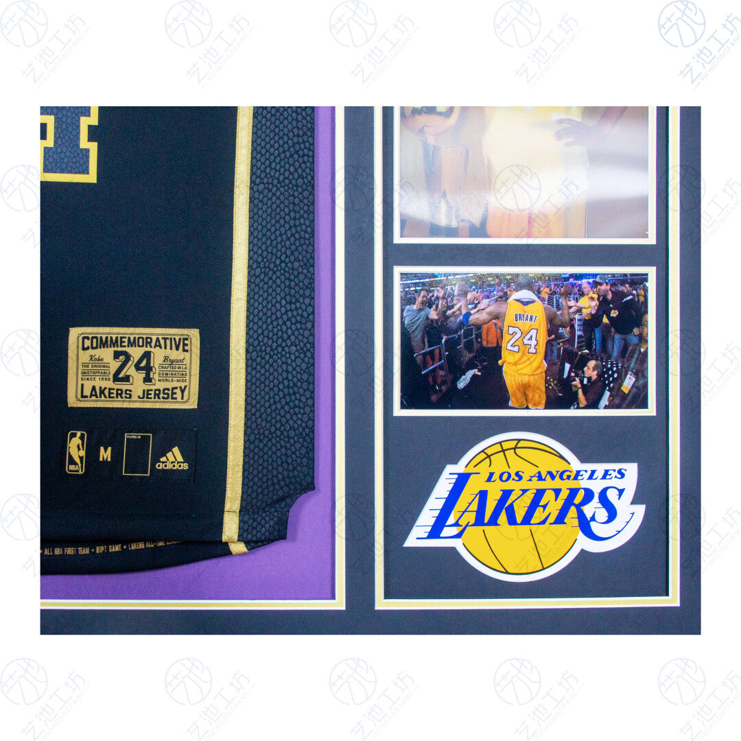 Los Angeles Lakers Kobe Bryant Autographed Jersey with Personalized Custom Design Framed 000021