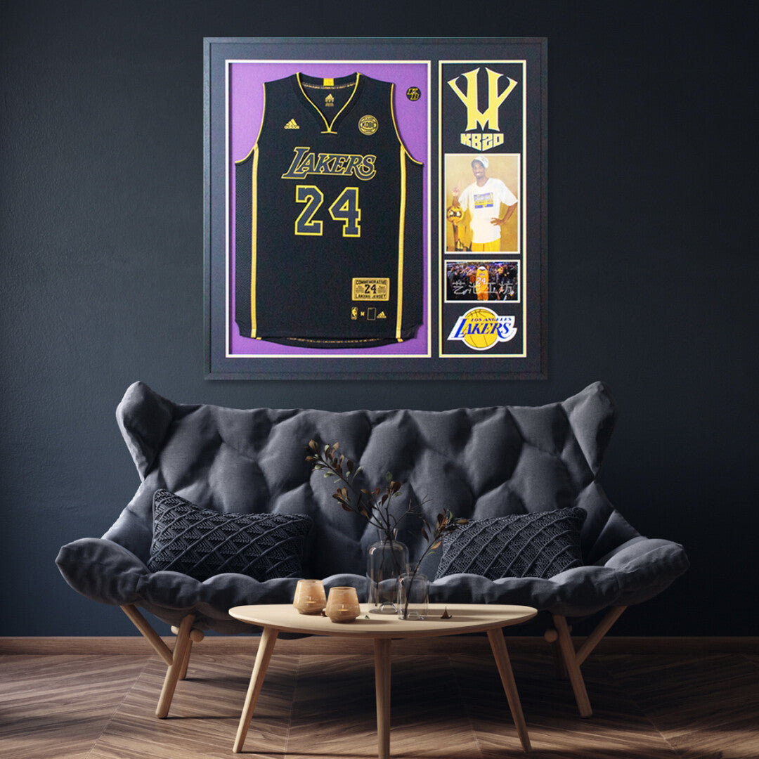 Los Angeles Lakers Kobe Bryant Autographed Jersey with Personalized Custom Design Framed 000021