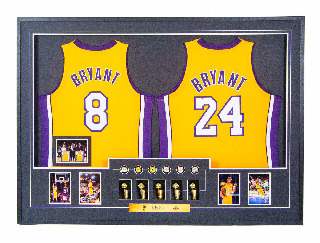 Los Angeles Lakers Kobe Bryant Autographed Jersey with Personalized Custom Design Framed 000024