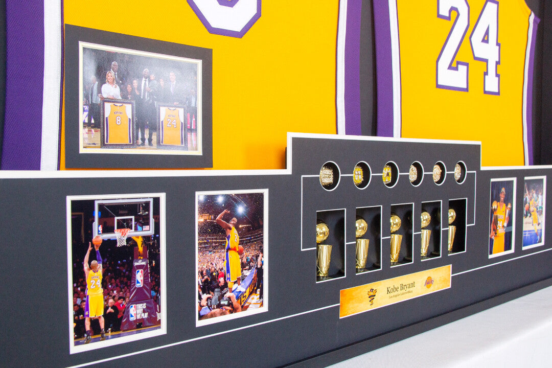 Los Angeles Lakers Kobe Bryant Autographed Jersey with Personalized Custom Design Framed 000024