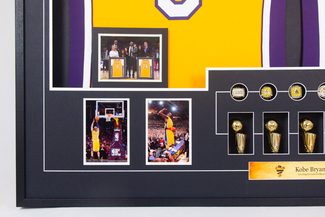 Los Angeles Lakers Kobe Bryant Autographed Jersey with Personalized Custom Design Framed 000024