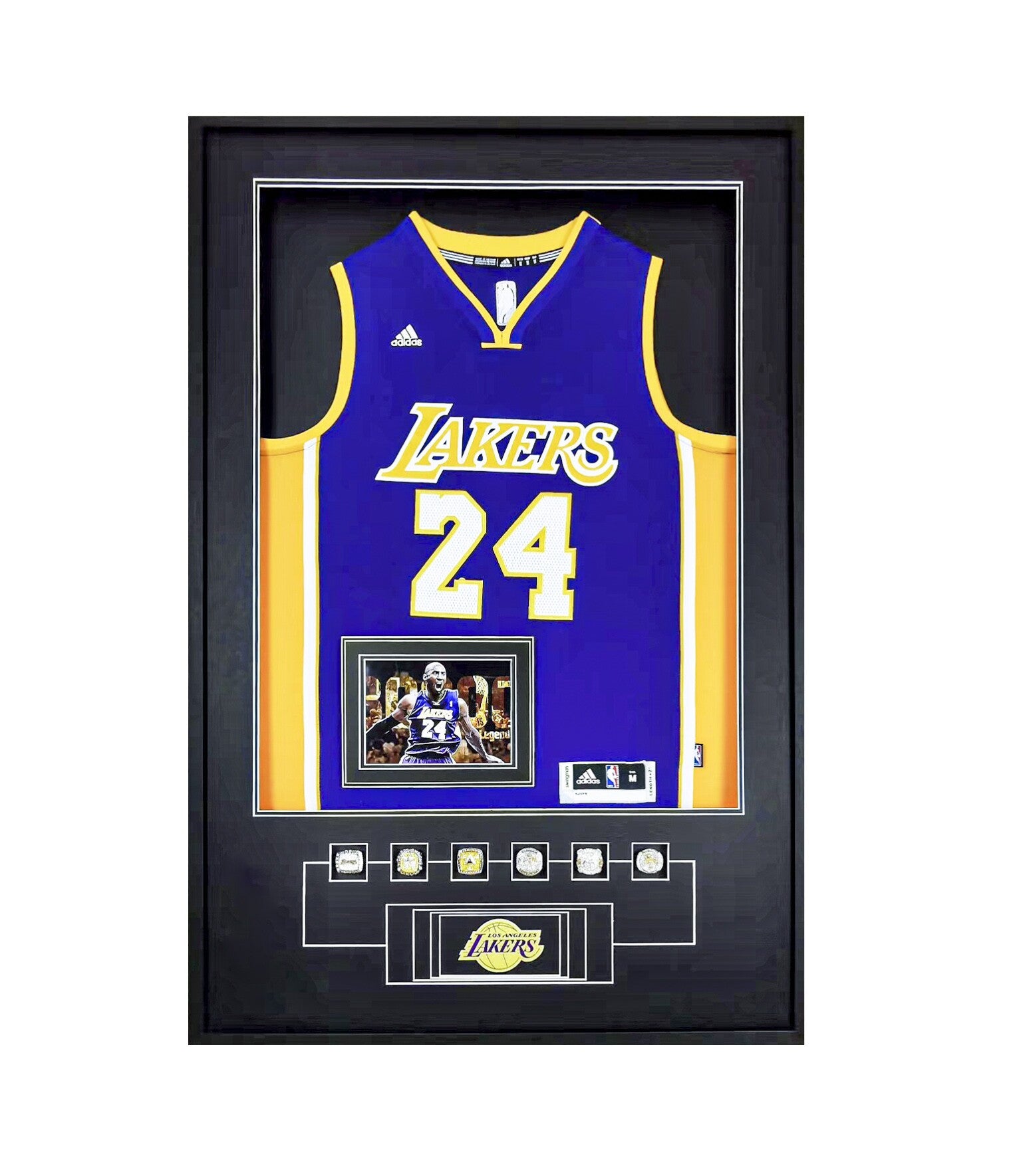 Los Angeles Lakers Kobe Bryant Autographed Jersey with Personalized Custom Design Framed 000029