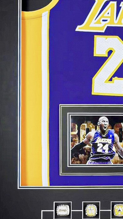 Los Angeles Lakers Kobe Bryant Autographed Jersey with Personalized Custom Design Framed 000029