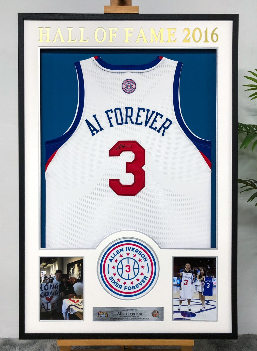 Philadelphia 76ers Allen Iverson Autographed Jersey with Personalized Custom Design Framed 00005