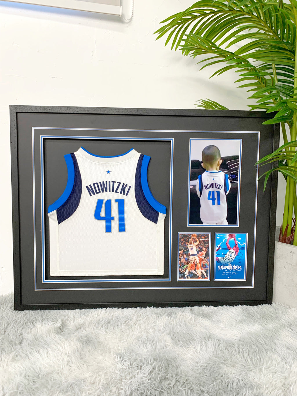 Dallas Mavericks Dirk Nowitzki Autographed Jersey with Personalized Custom Design Framed 00002
