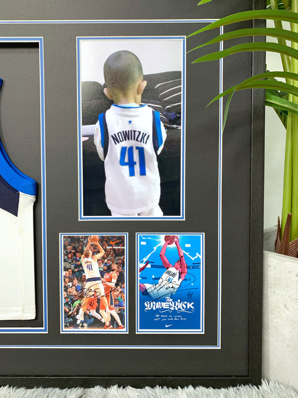 Dallas Mavericks Dirk Nowitzki Autographed Jersey with Personalized Custom Design Framed 00002