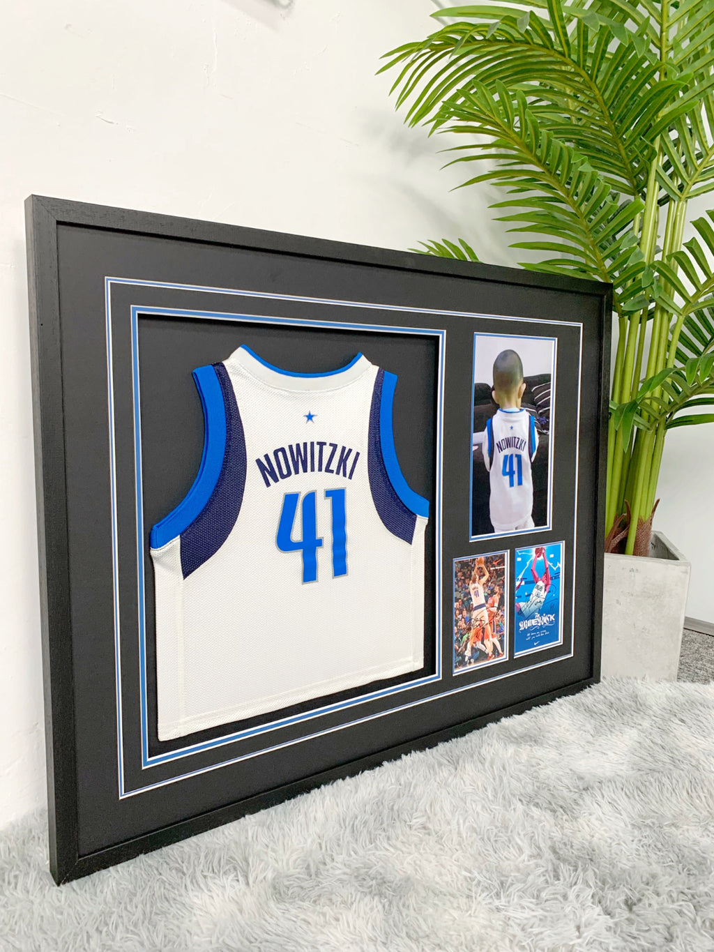 Dallas Mavericks Dirk Nowitzki Autographed Jersey with Personalized Custom Design Framed 00002