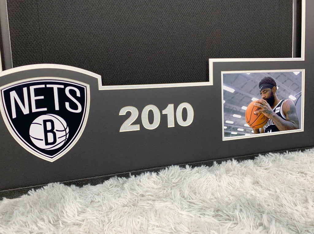 Brooklyn Nets Kyrie Irving Autographed Jersey with Personalized Custom Design Framed 00002