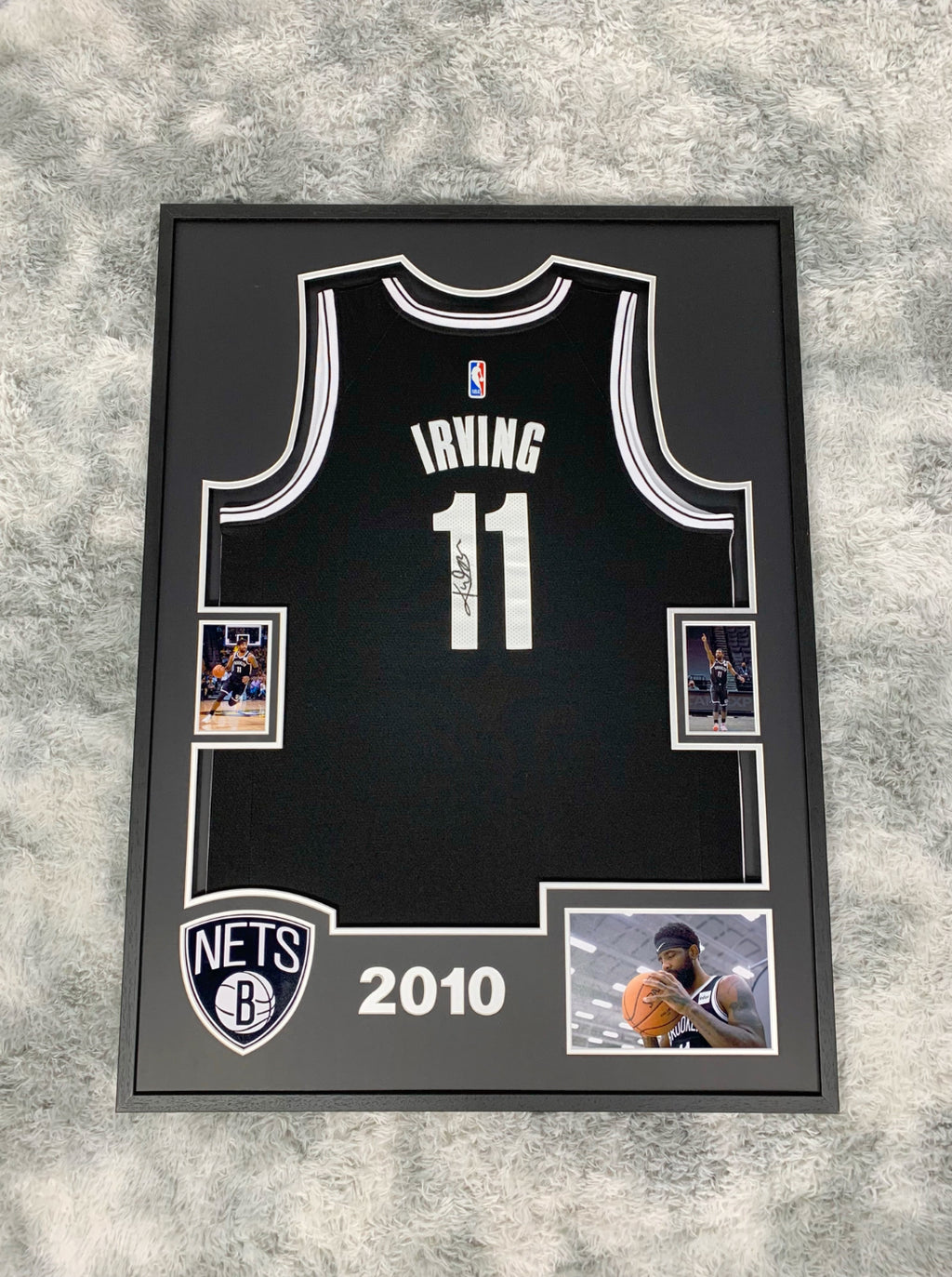 Brooklyn Nets Kyrie Irving Autographed Jersey with Personalized Custom Design Framed 00002