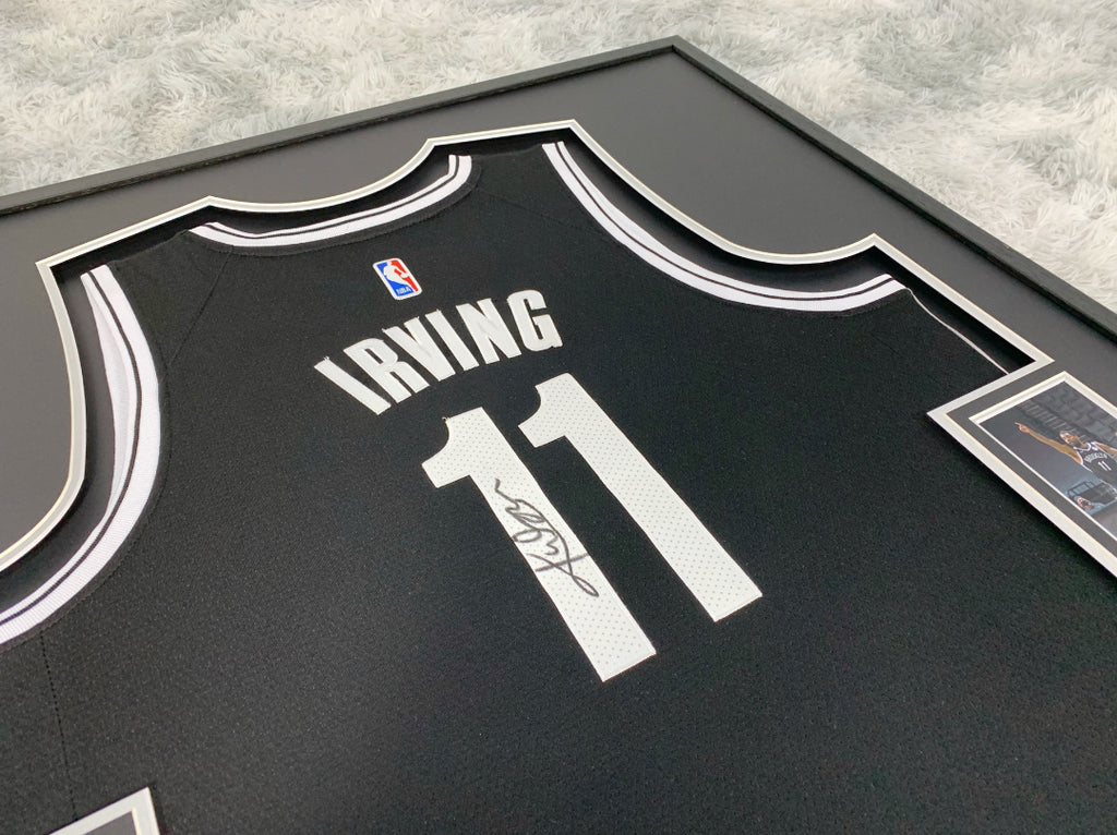 Brooklyn Nets Kyrie Irving Autographed Jersey with Personalized Custom Design Framed 00002