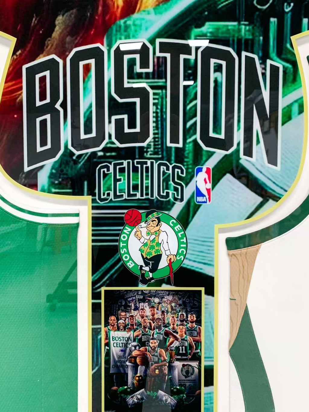Boston Celtics Tatum Autographed Jersey with Personalized Custom Design Framed 00001