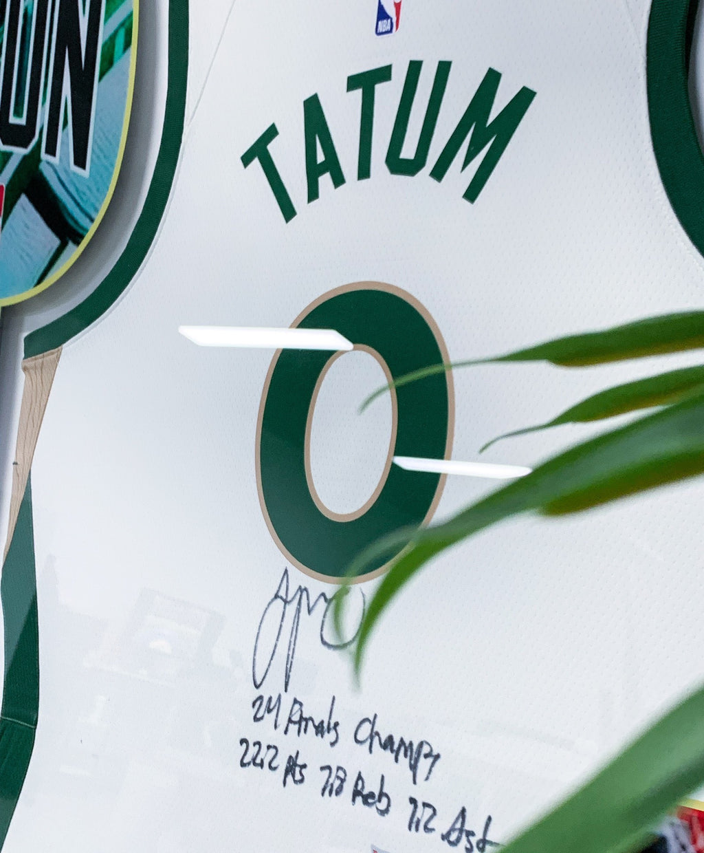 Boston Celtics Tatum Autographed Jersey with Personalized Custom Design Framed 00001