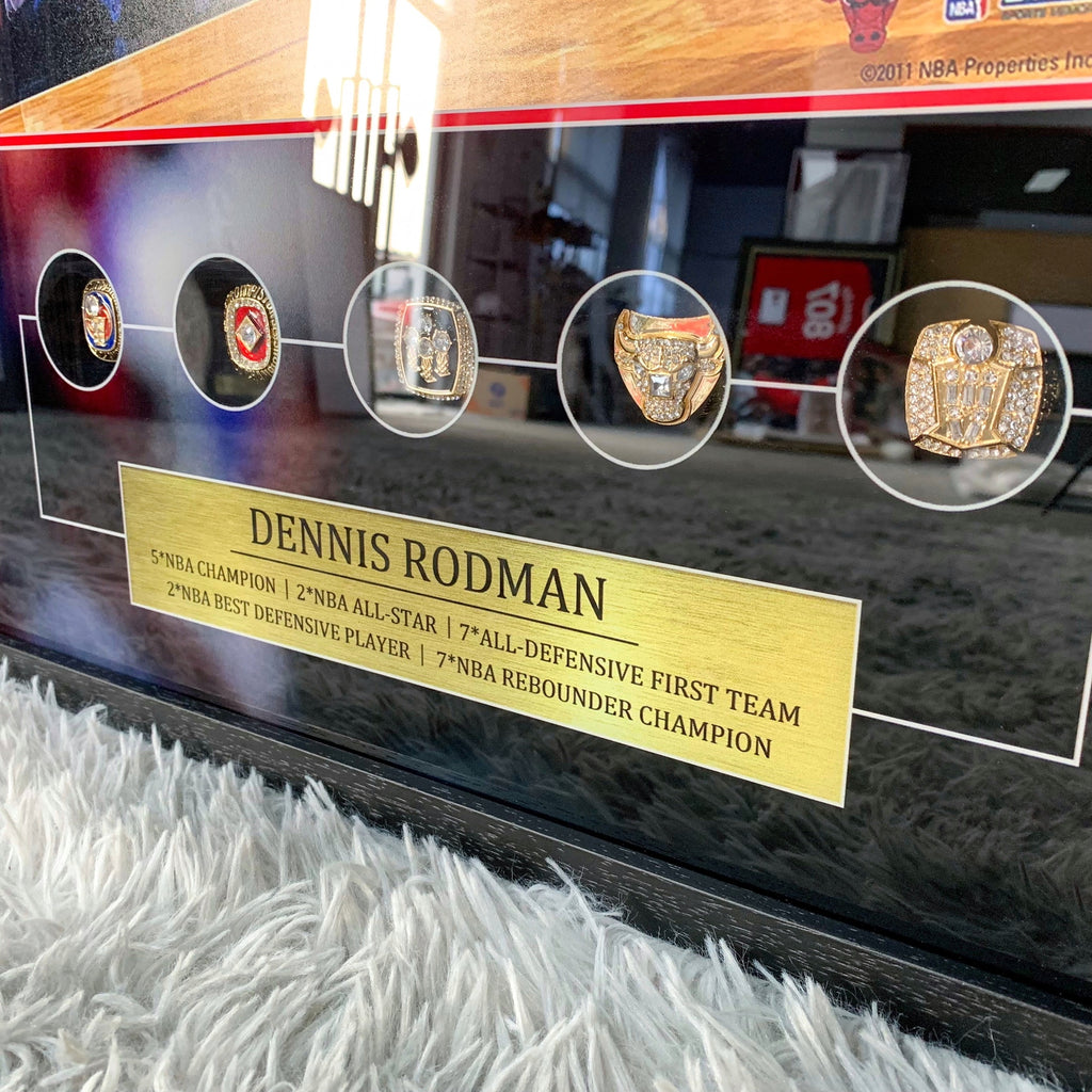 Chicago Bulls Dennis Rodman Autographed Jersey with Personalized Custom Design Framed 00002