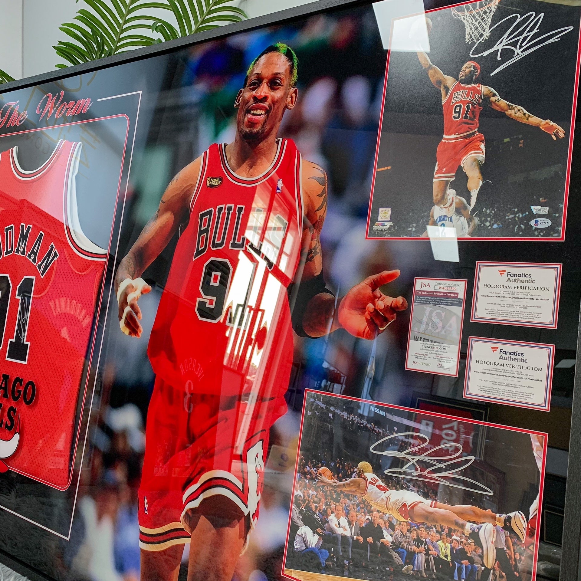 Chicago Bulls Dennis Rodman Autographed Jersey with Personalized Custom Design Framed 00002
