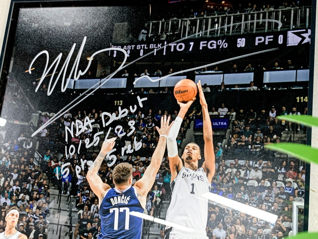 San Antonio Spurs Wembanyama Autographed Jersey with Personalized Custom Design Framed 00006