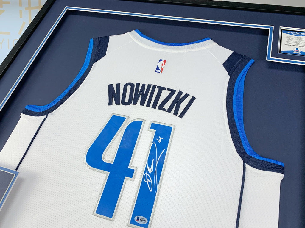 Dallas Mavericks Dirk Nowitzki Autographed Jersey with Personalized Custom Design Framed 00004