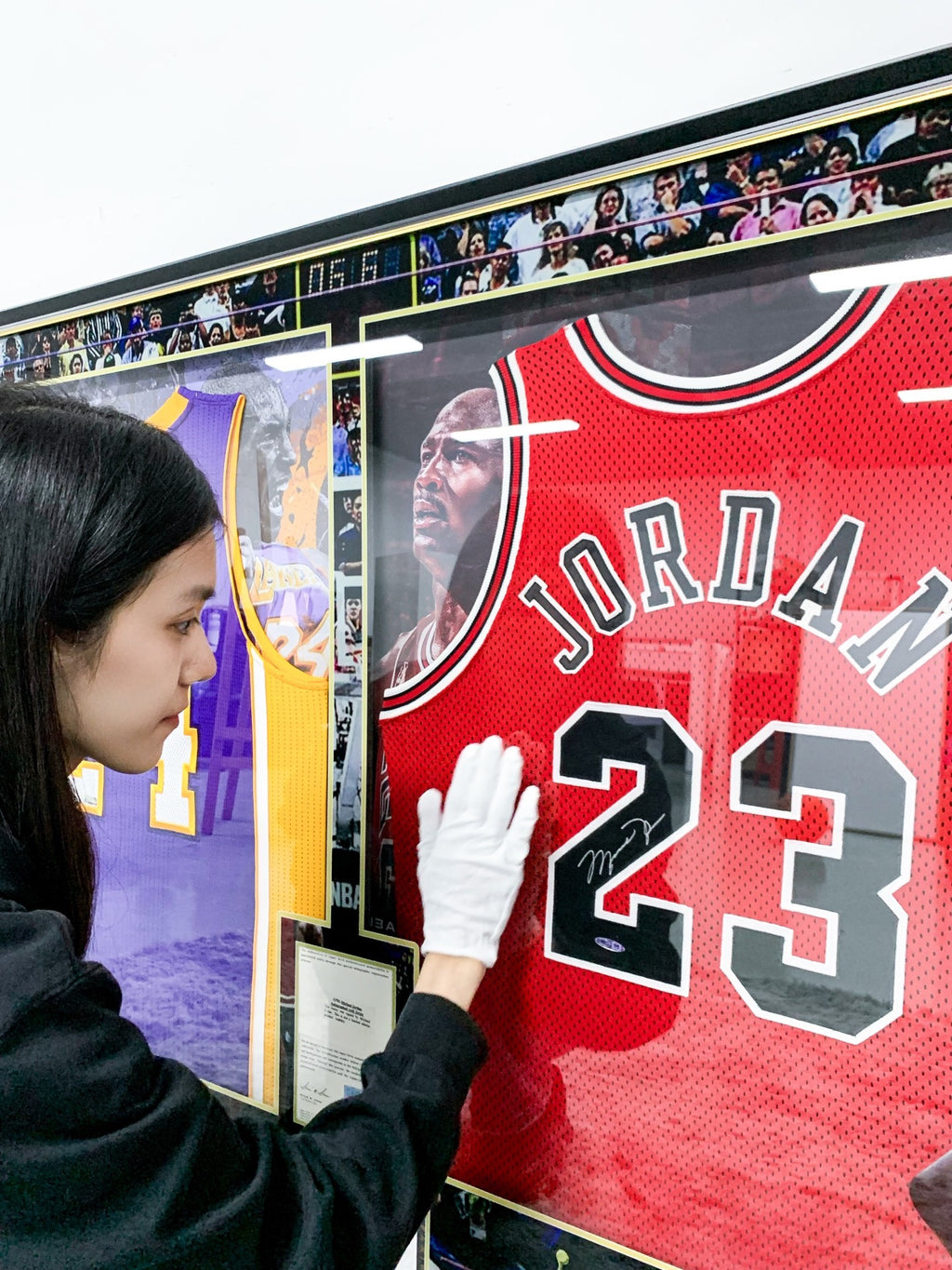 Chicago Bulls Michael Jordan Kobe Bryant  Autographed Jersey with Personalized Custom Design Framed  000010