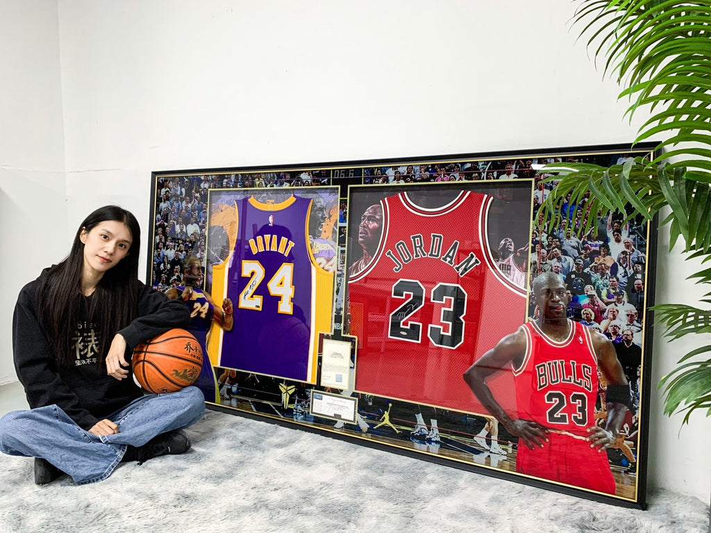 Chicago Bulls Michael Jordan Kobe Bryant  Autographed Jersey with Personalized Custom Design Framed  000010