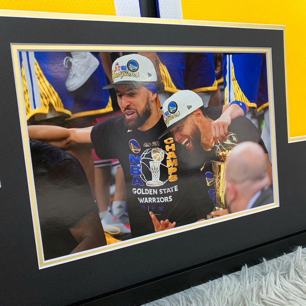 Golden State Warriors player combination Curry Thompson Autographed Jersey with Personalized Custom Design Framed 000012