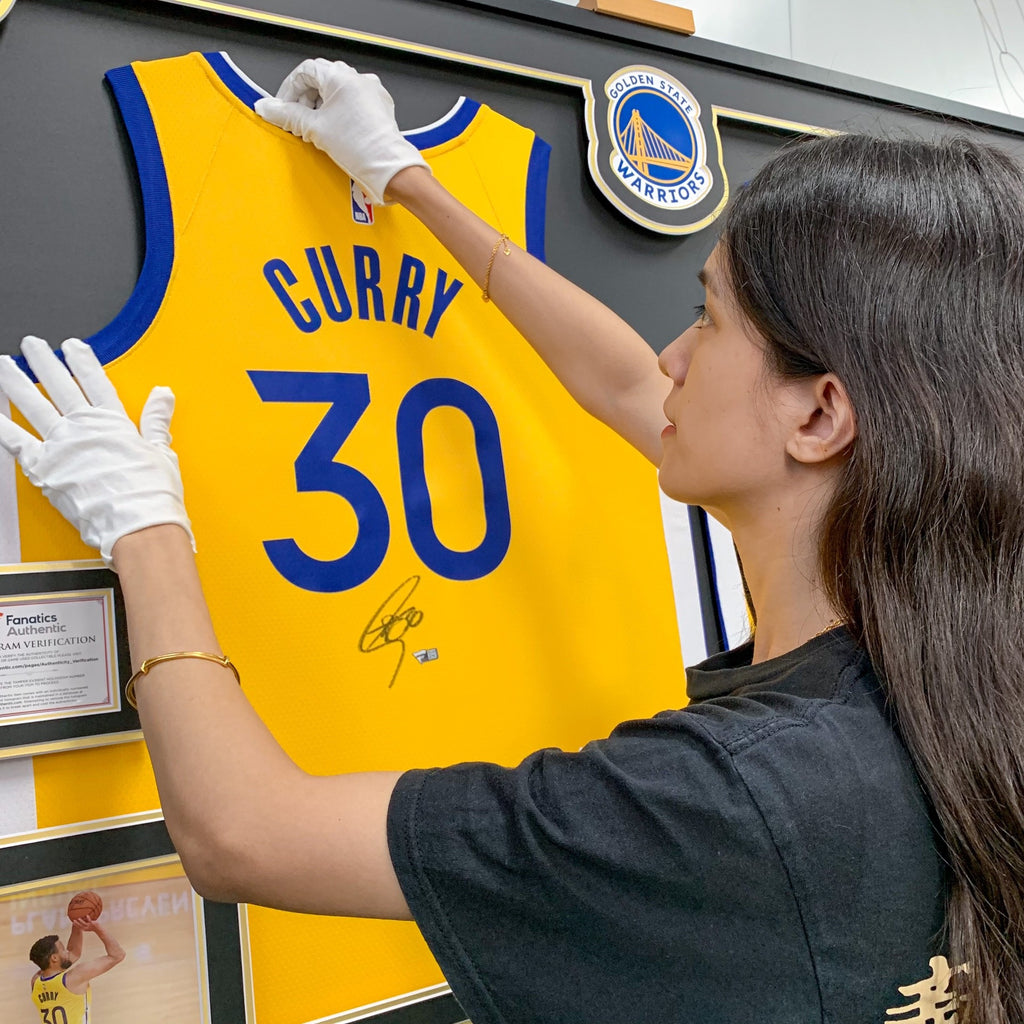 Golden State Warriors player combination Curry Thompson Autographed Jersey with Personalized Custom Design Framed 000012