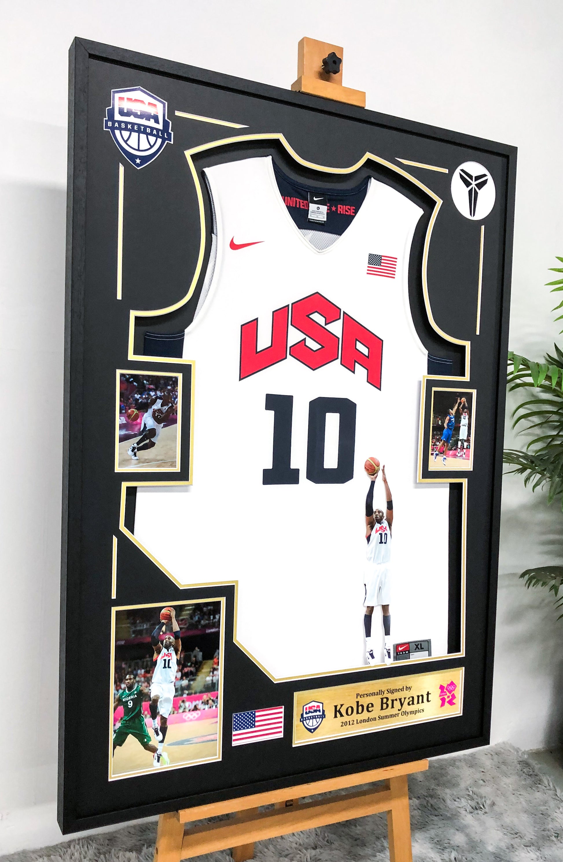 USA Kobe Bryant Autographed Jersey with Personalized Custom Design Framed 00009