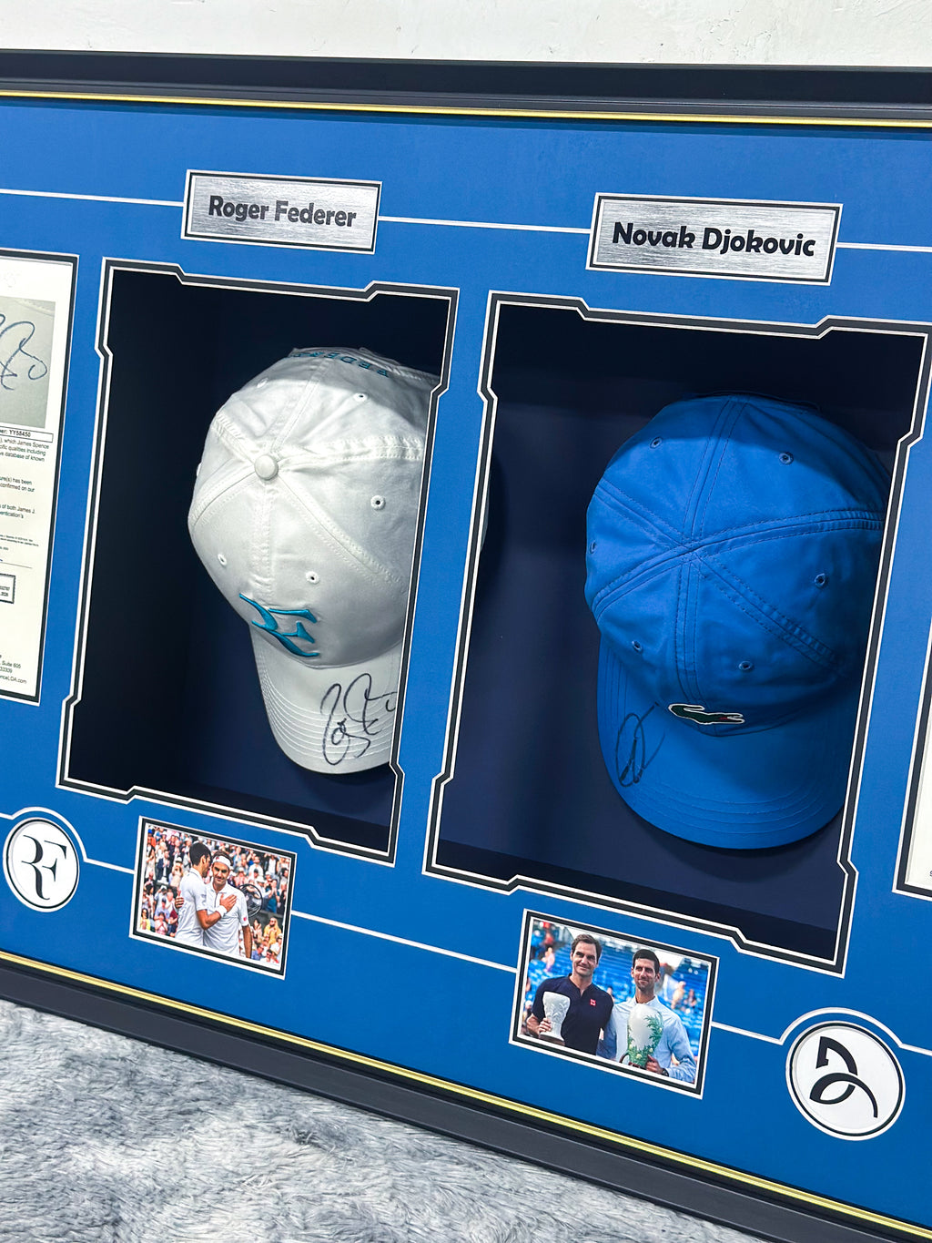 Roger Federer # Novak Djokovic Hat Custom Framing 000205