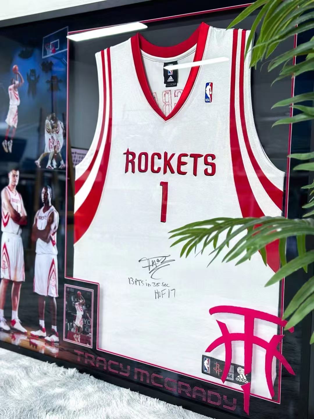 Houston Rockets Tracy McGrady YAO Autographed Jersey with Personalized Custom Design Framed 00003