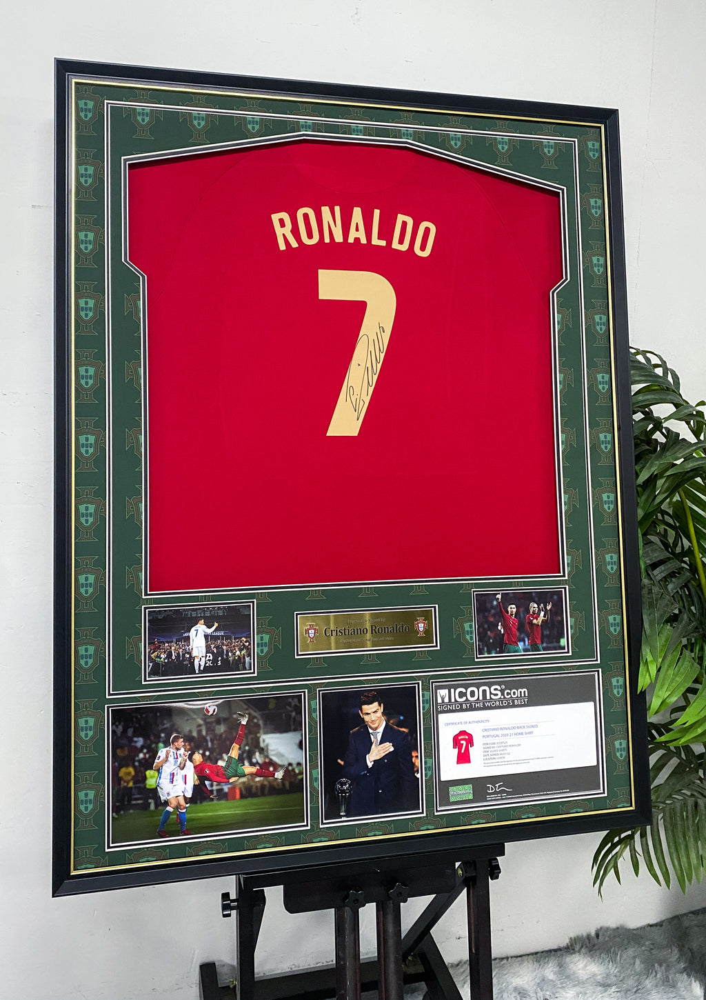 Portugal Cristiano Ronaldo Autographed Jersey with Personalized Custom Design Framed 00079