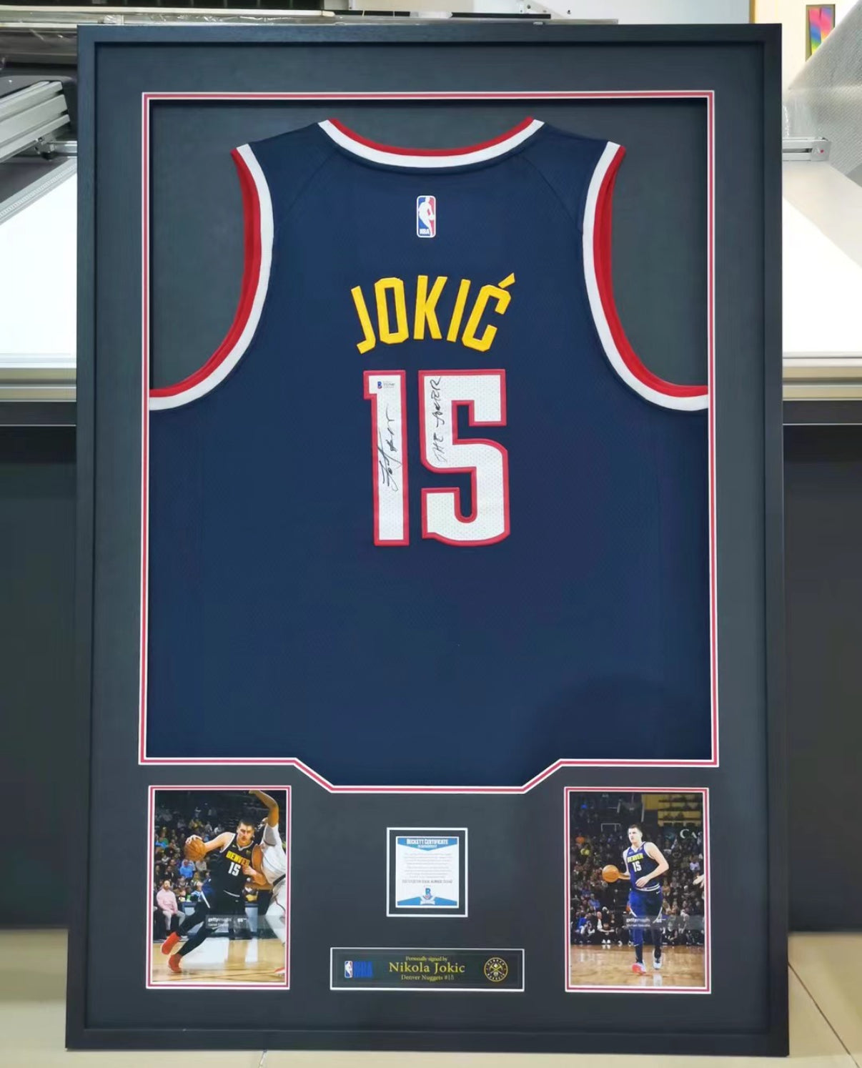 Denver Nuggets Nikola Jokić Autographed Jersey with Standard Design Framed00001