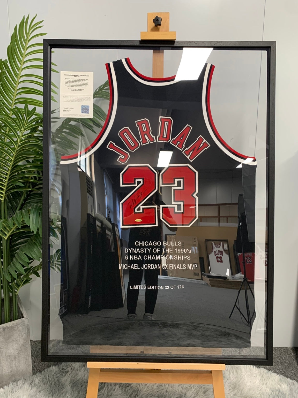 Chicago Bulls Michael Jordan Autographed Jersey with Standard Design Framed 00071
