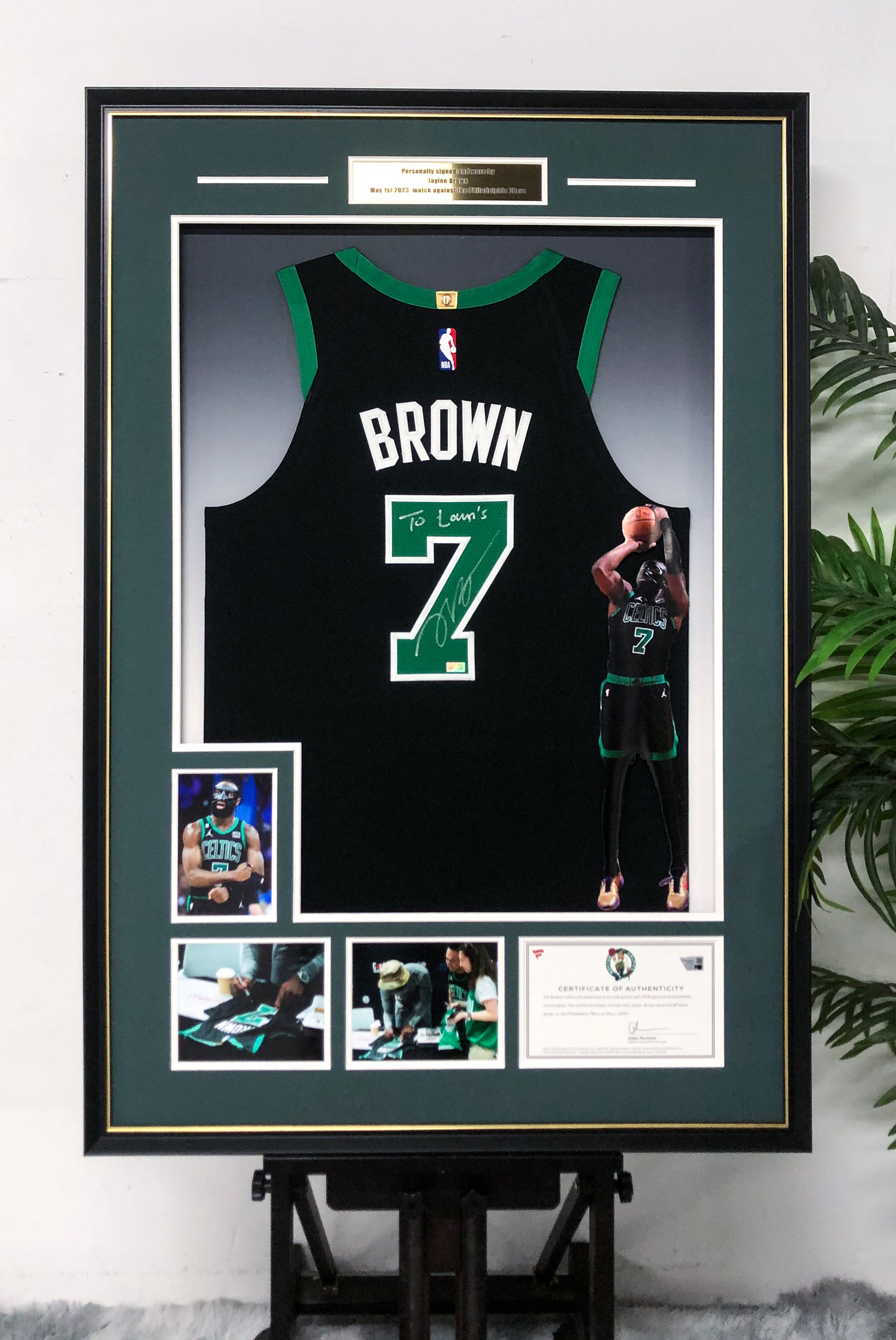 Boston Celtics Jaylen Brown Autographed Jersey with Standard Design Framed 00066