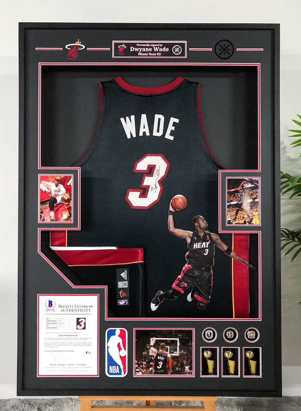 Miami Heat Dwyane Wade Autographed Jersey with Personalized Custom Design Framed 00004