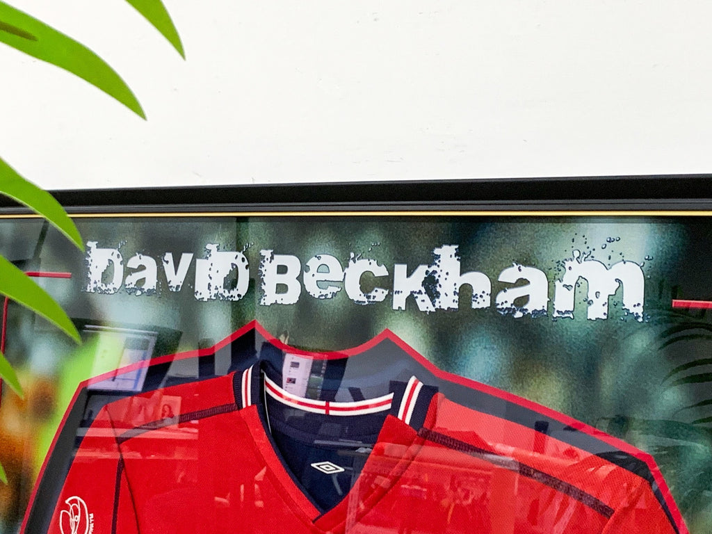 England National Football Team David Beckham Autographed Jersey with Personalized Custom Design Framed 00019