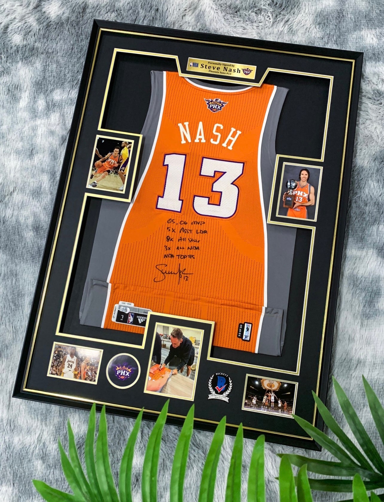 Phoenix Suns NASH Autographed Jersey with Personalized Custom Design Framed 00011