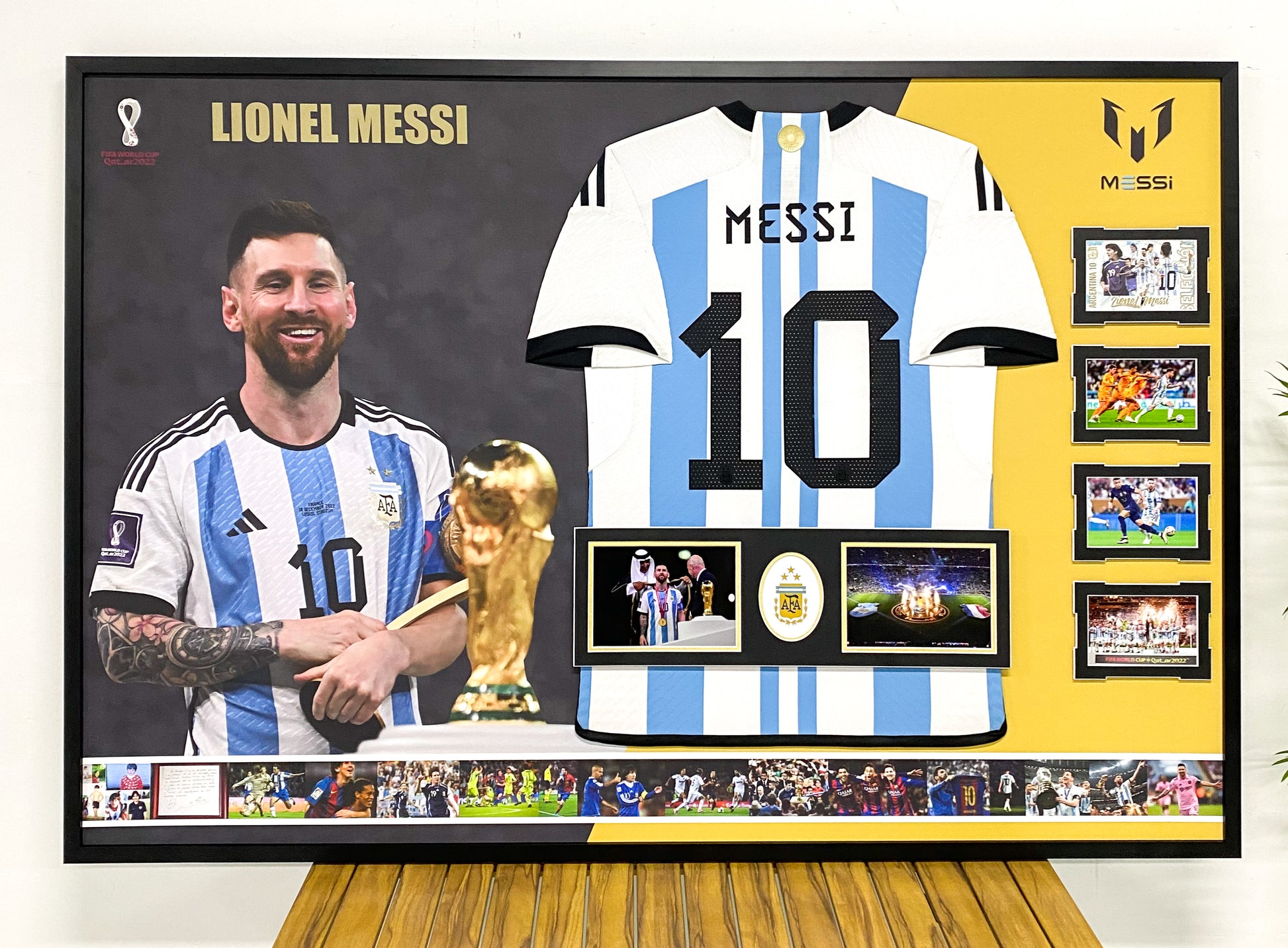 Argentina Lionel Messi Autographed Jersey with Personalized Custom Design Framed 000037