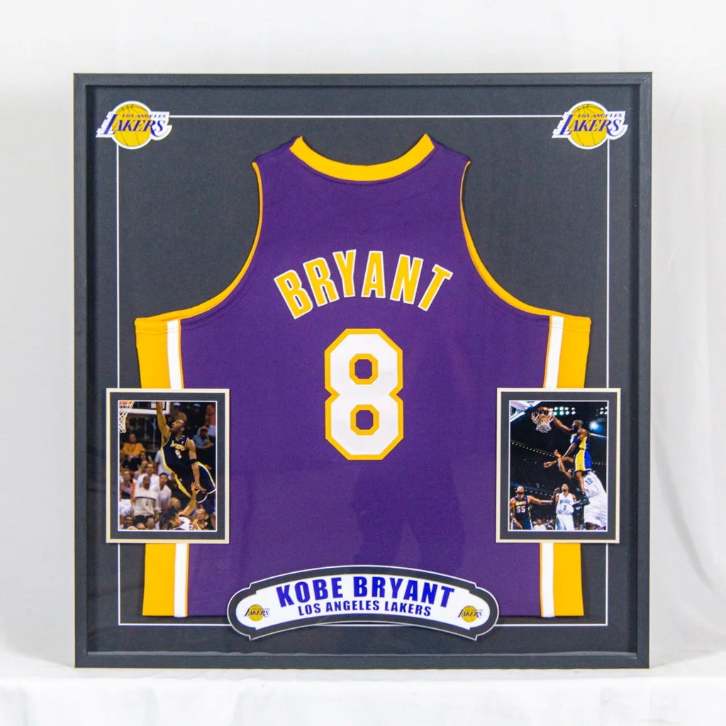 Los Angeles Lakers Kobe Bryant Autographed Jersey with Personalized Custom Design Framed 000037