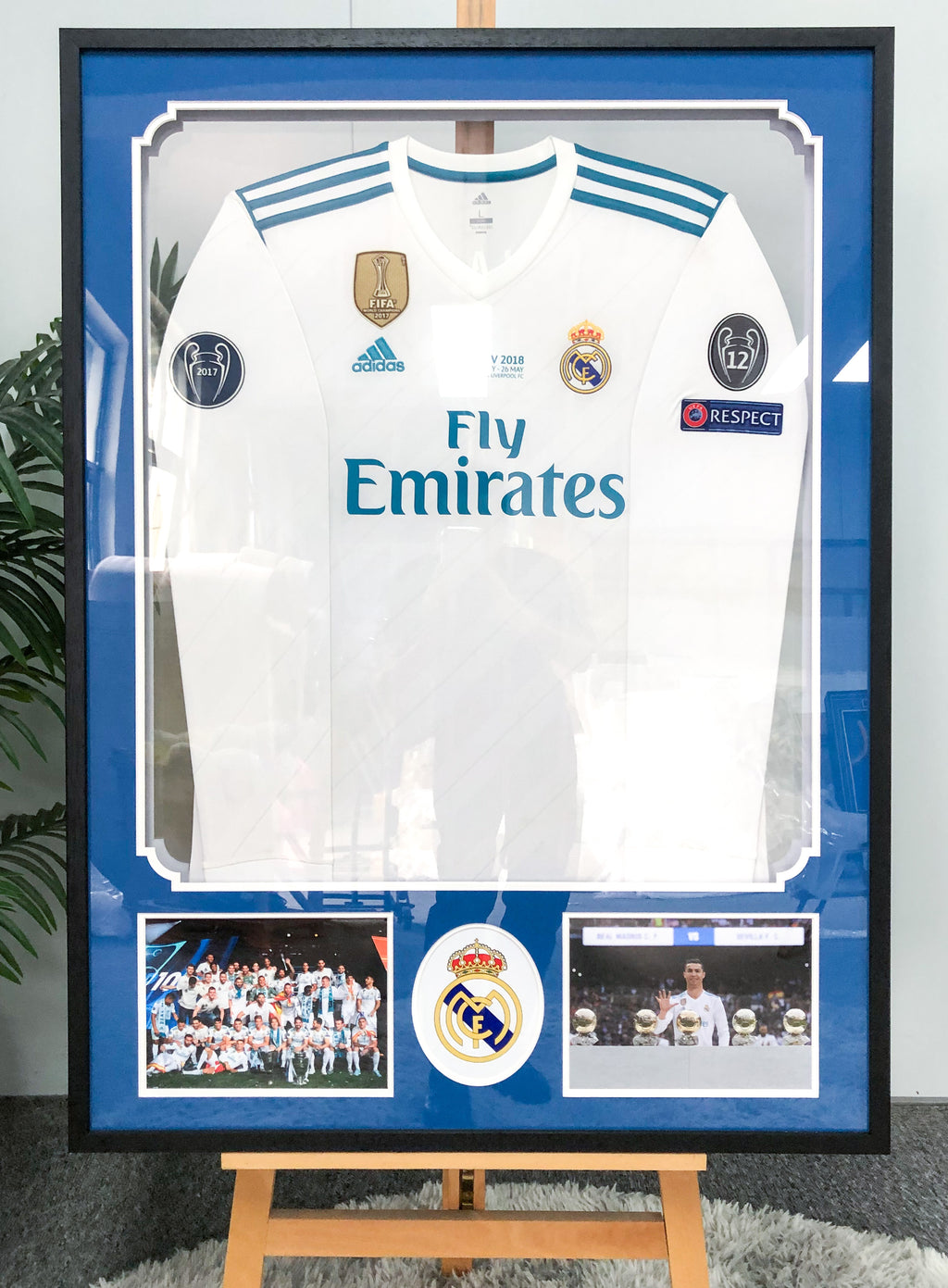 Real Madrid CF Cristiano Ronaldo Autographed Jersey with Personalized Custom Design Framed 00003
