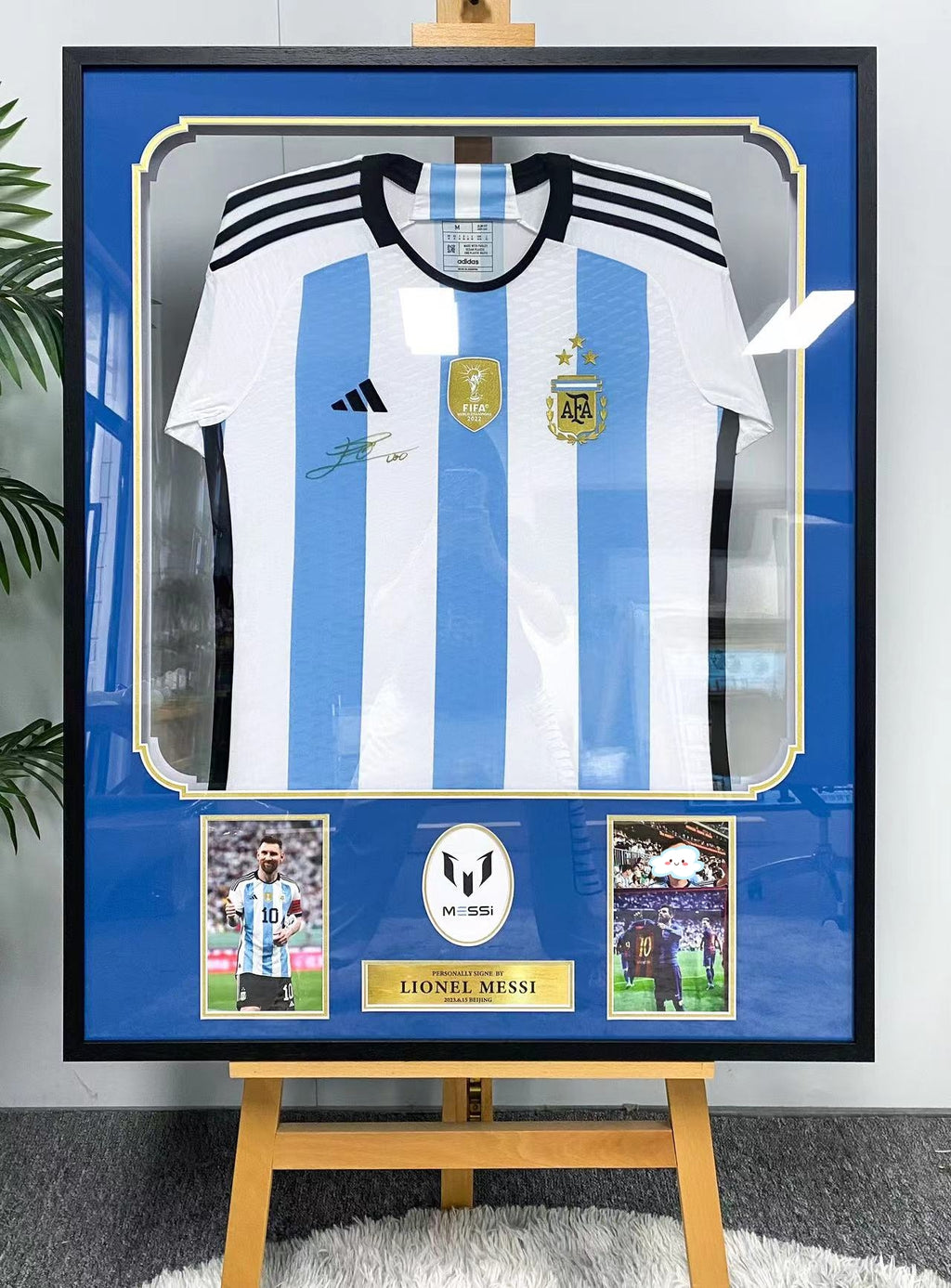 Argentina Lionel Messi  Autographed Jersey with Personalized Custom Design Framed  00003
