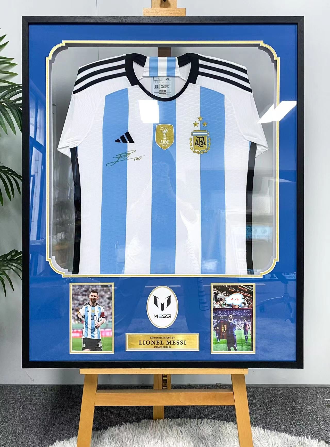 Argentina Lionel Messi  Autographed Jersey with Personalized Custom Design Framed  00003