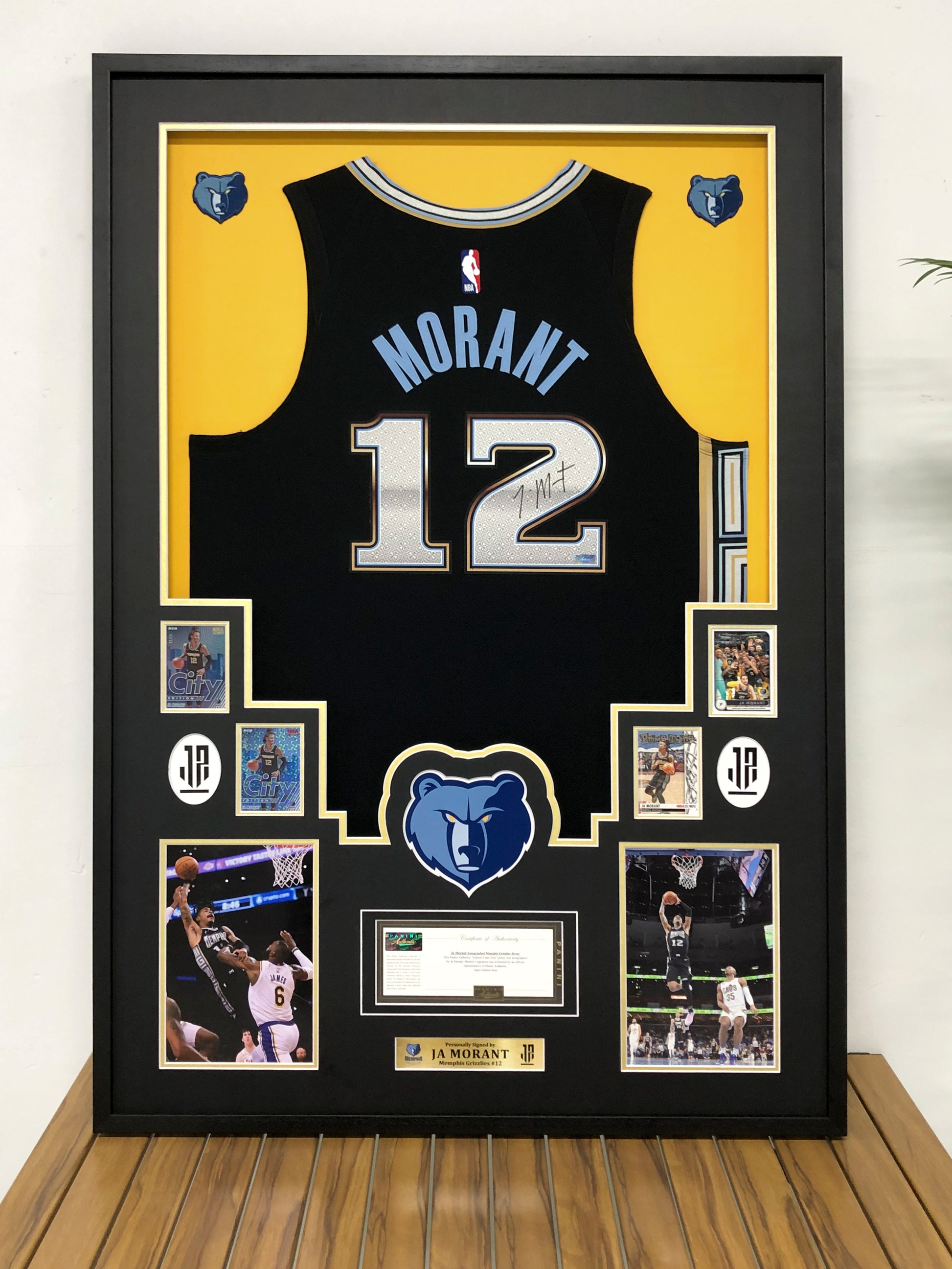 Memphis Grizzlies Ja Morant Autographed Jersey with Personalized Custom Design Framed 00001
