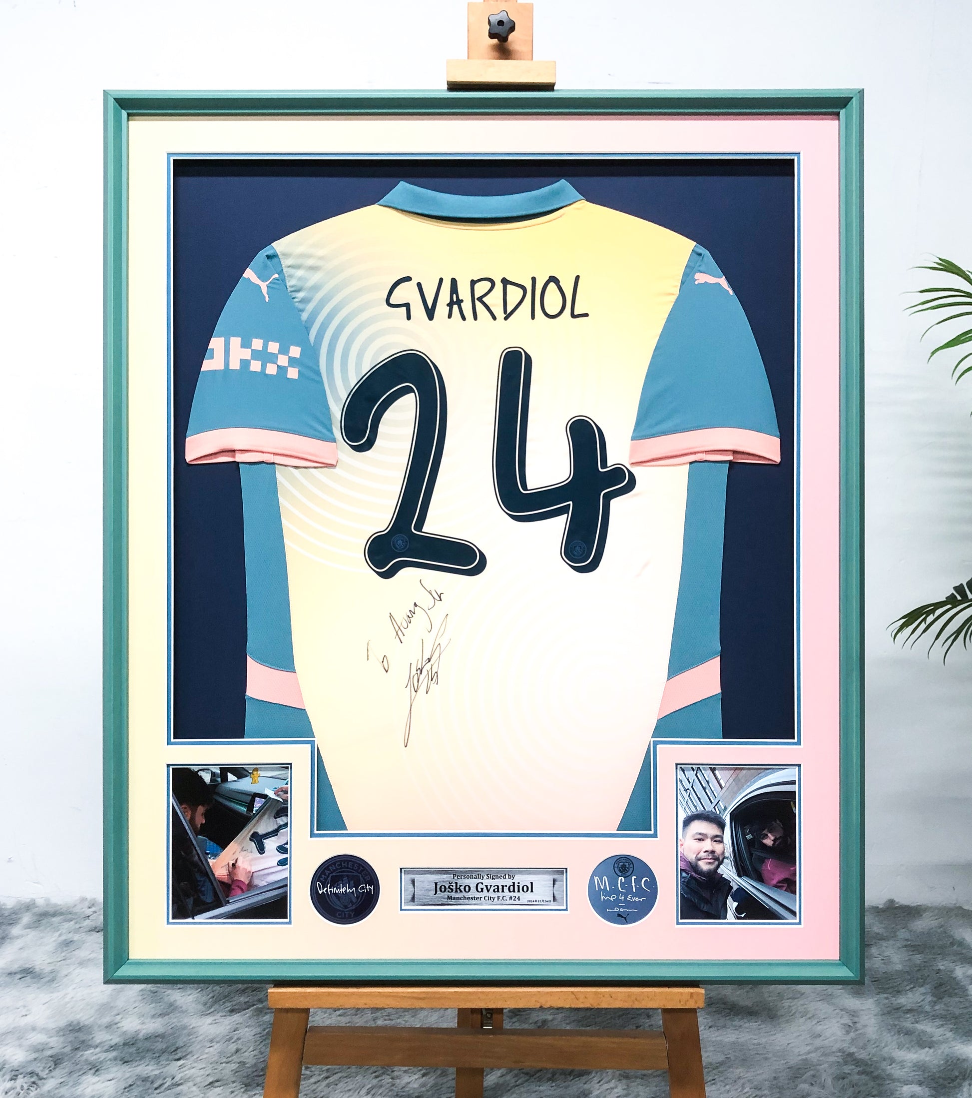 Manchester City FC Joško Gvardiol Autographed Jersey with Standard Design Framed 00001
