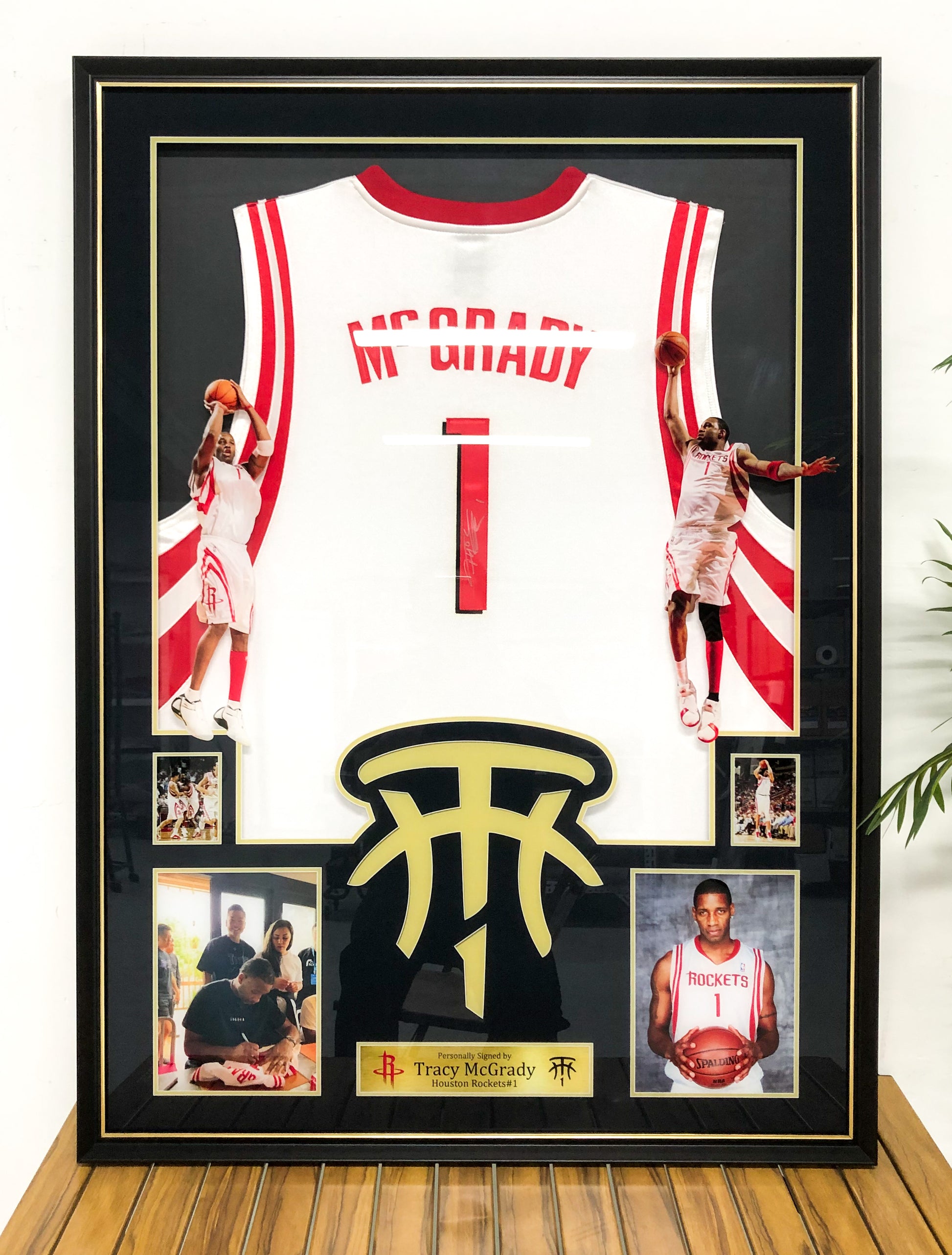 Houston Rockets Tracy McGrady Autographed Jersey with Personalized Custom Design Framed 00003