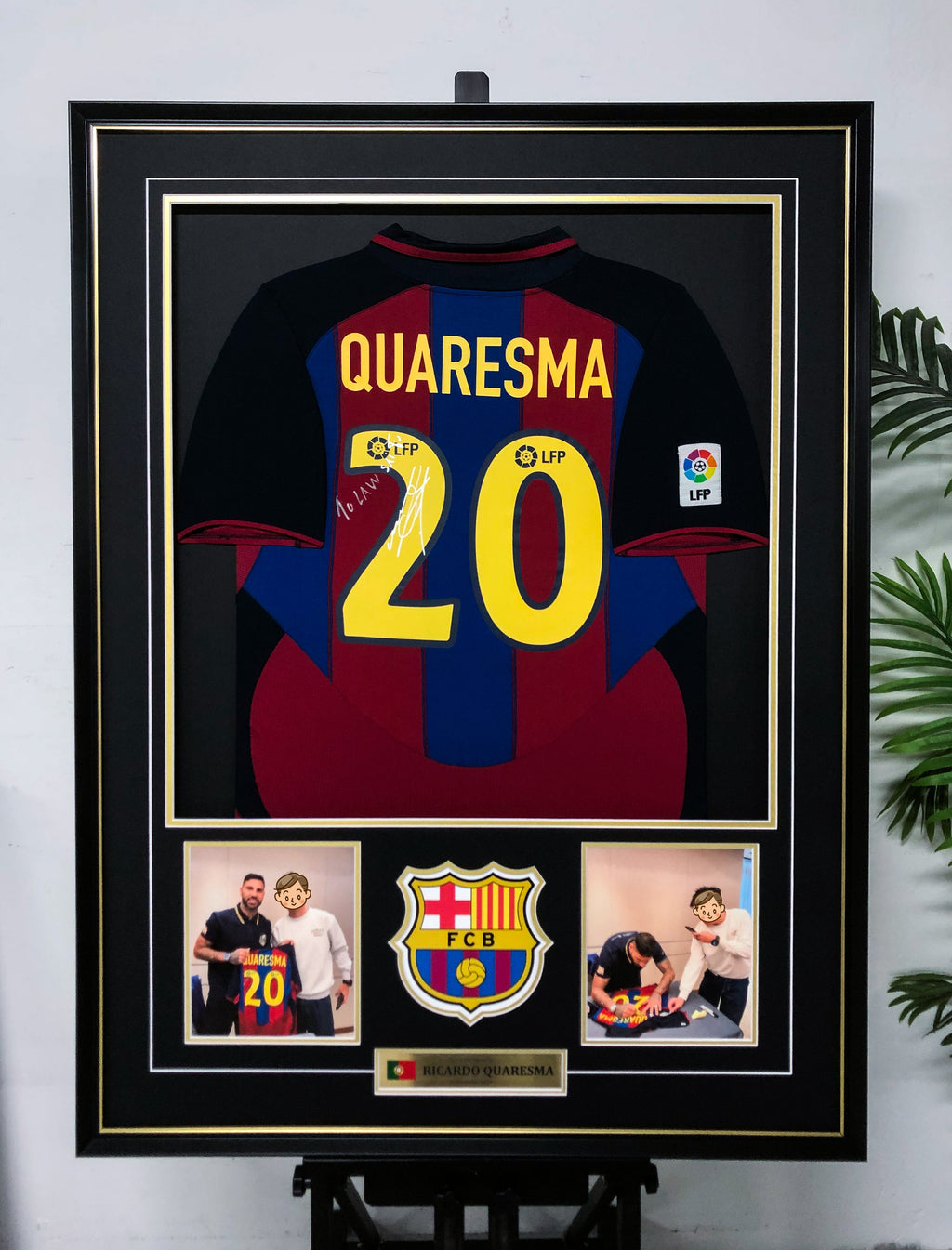 FC Barcelona Ricardo Quaresma Autographed Jersey with Personalized Custom Design Framed 000052