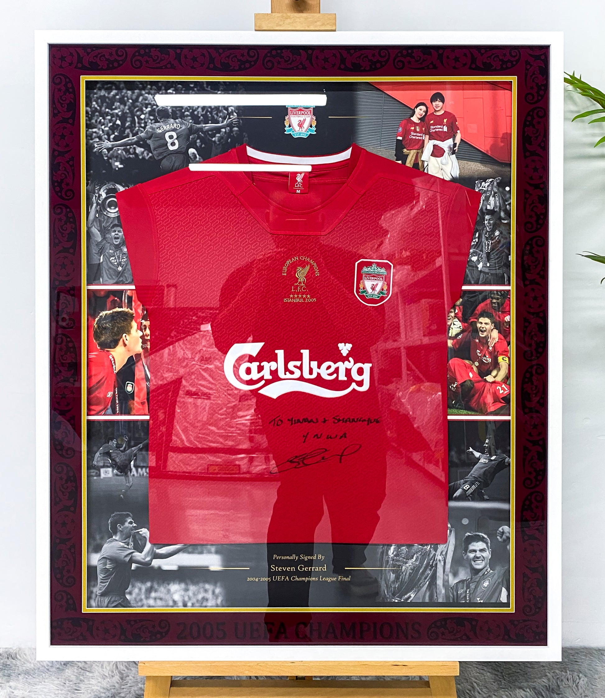 Liverpool FC Steven Gerrard Autographed Jersey with Personalized Custom Design Framed 00007