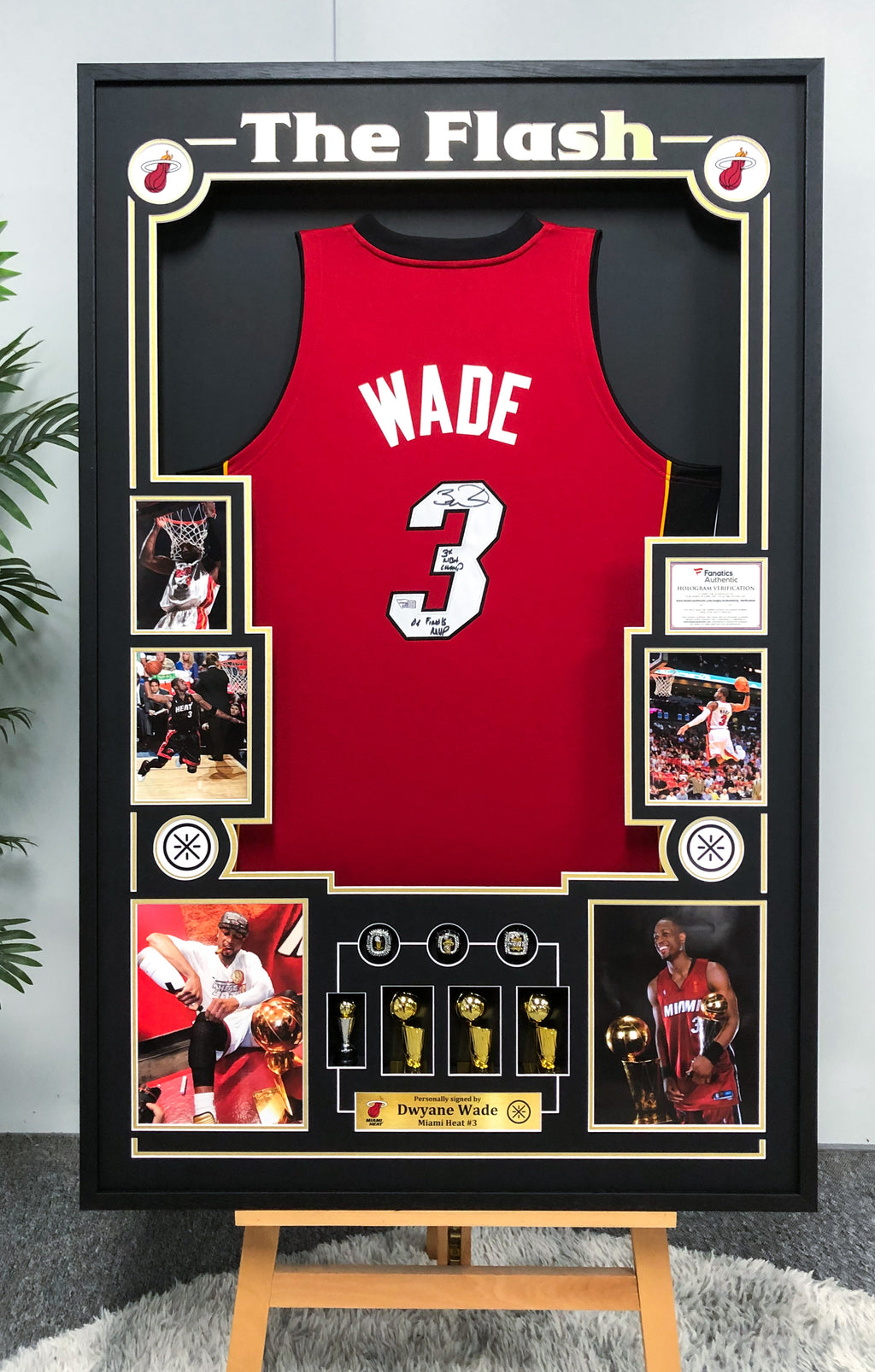 Miami Heat Dwyane Wade Autographed Jersey with Personalized Custom Design Framed 00001