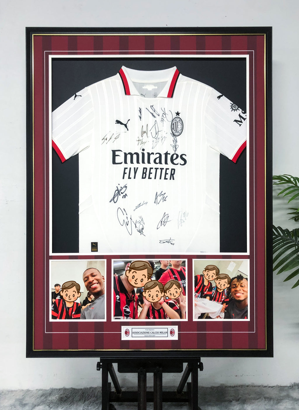 A.C. Milan Autographed Jersey with Personalized Custom Design Framed 00025