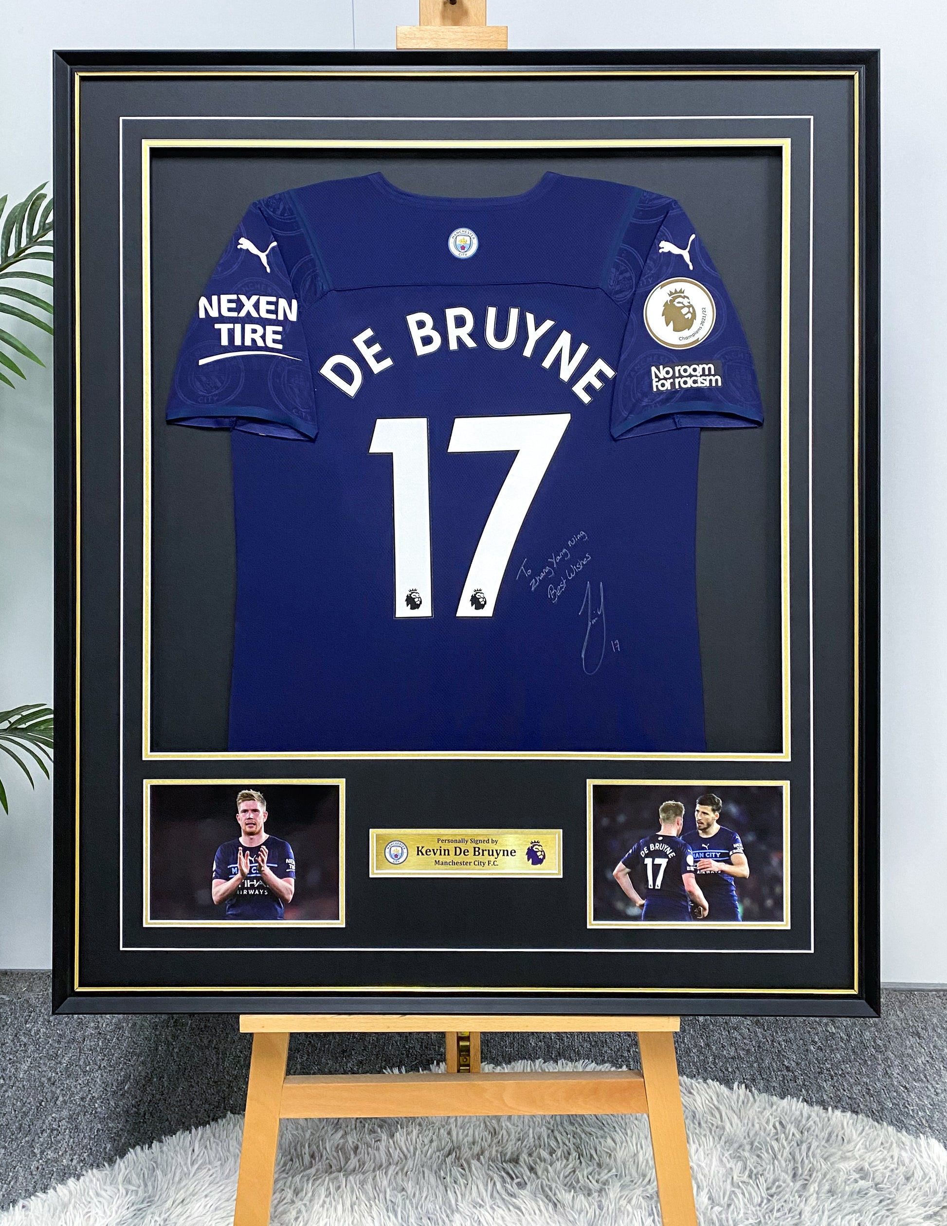 Manchester City FC DE BRUYNE Autographed Jersey with Personalized Custom Design Framed 00017