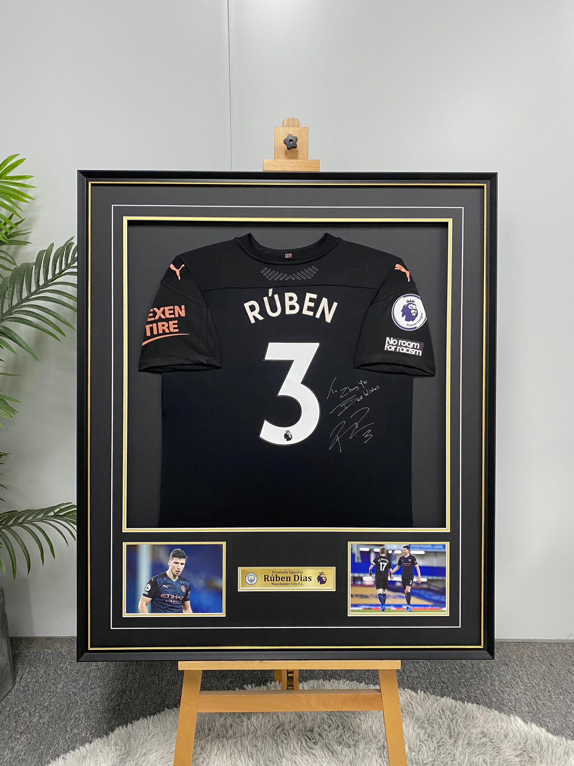 Manchester City FC Rúben Dias Autographed Jersey with Standard Design Framed 00006